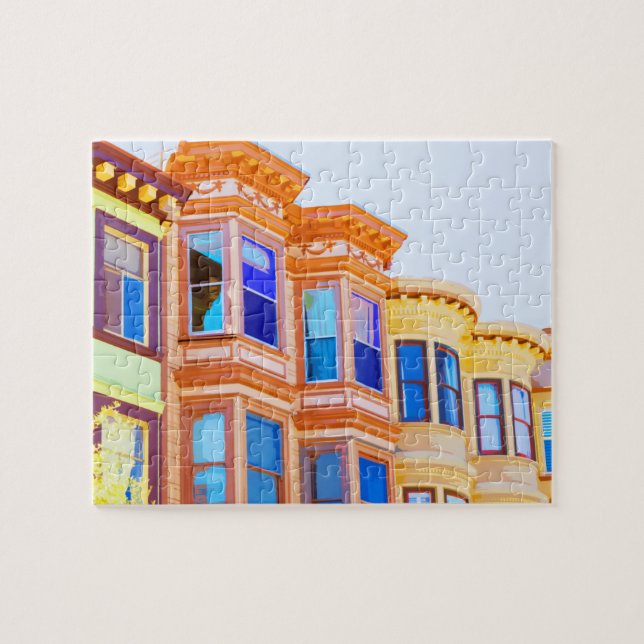 San Francisco Victorian Houses Travel Postcard Jigsaw Puzzle (Horizontal)