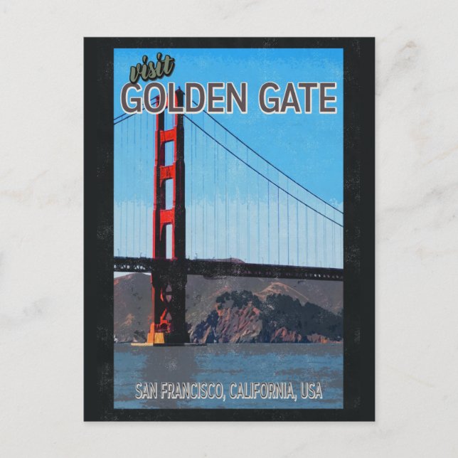 San Francisco Vintage Golden Gate Bridge Travel Postcard (Front)