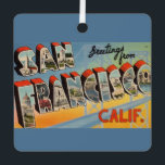 San Francisco Vintage Metal Tree Decoration<br><div class="desc">A retro,  vintage greetings postcard from San Francisco,  California.</div>