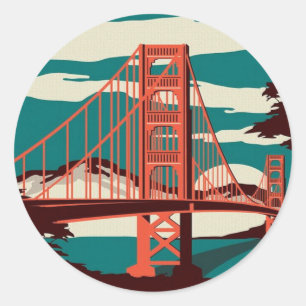 San Francisco Vintage Style Classic Round Sticker