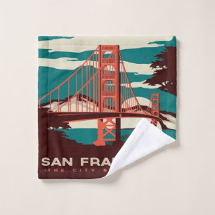 San Francisco Vintage Style Golden Gate Bridge   Wash Cloth