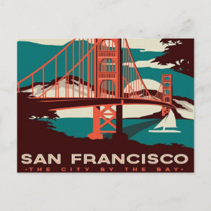 san Francisco Vintage Style Trolley retro tourist Postcard