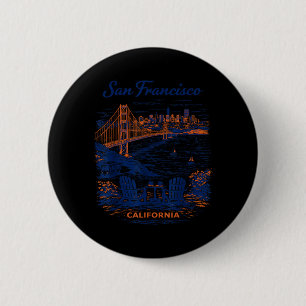 San Francisco Vintage Travel Scenic Illustration 6 Cm Round Badge