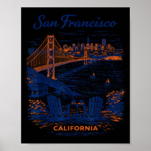 San Francisco Vintage Travel Scenic Illustration Poster