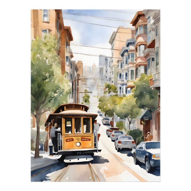 San Francisco watercolor art Photo Print (Front)