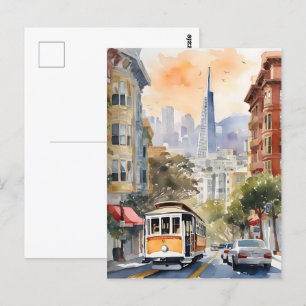 San Francisco watercolor art Postcard