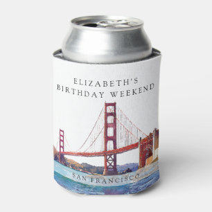 San Francisco Watercolor Birthday Weekend Can Cooler