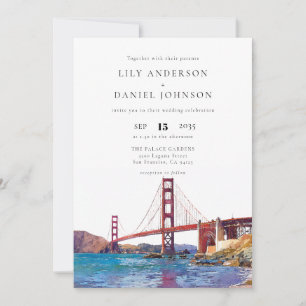San Francisco Watercolor Elegant Wedding Invitation