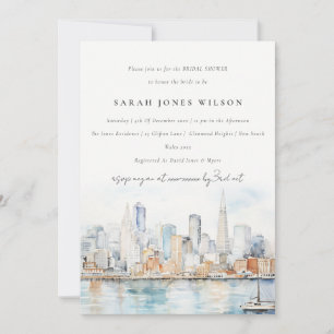 San Francisco Watercolor Landscape Bridal Shower Invitation