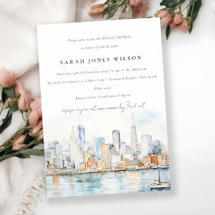 San Francisco Watercolor Landscape Bridal Shower Invitation