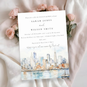 San Francisco Watercolor Landscape Couples Shower Invitation