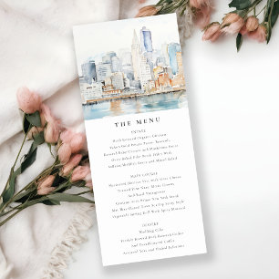 San Francisco Watercolor Landscape Wedding Menu Invitation