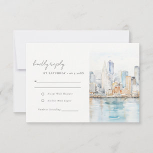 San Francisco Watercolor Landscape Wedding RSVP Card
