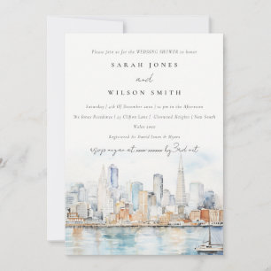 San Francisco Watercolor Landscape Wedding Shower Invitation