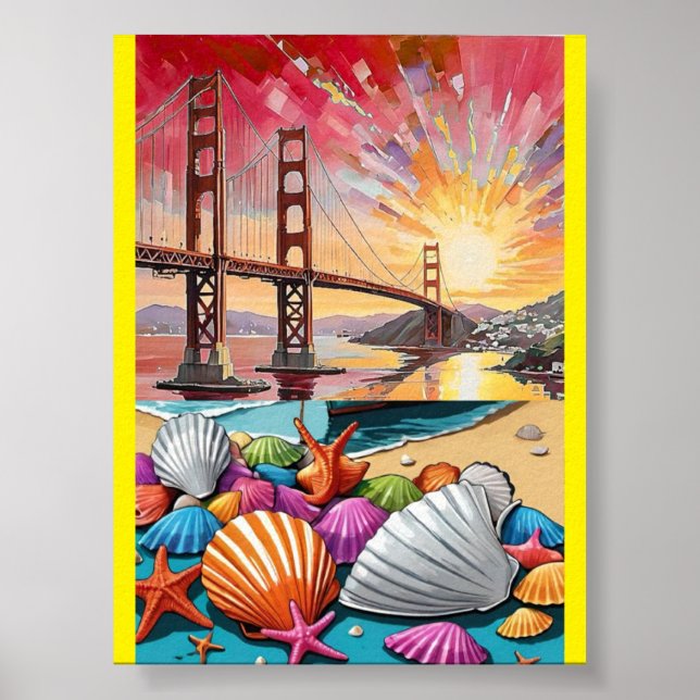 San Francisco Watercolor Painting, Golden Gate Bri Poster (Front)