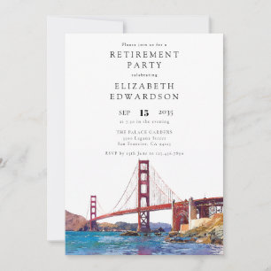 San Francisco Watercolor Retirement Party Invitation