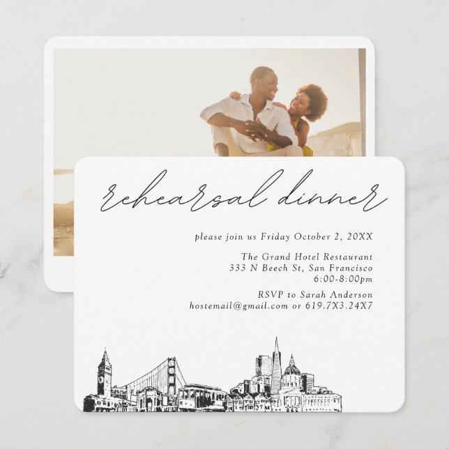 San Francisco Wedding Elegant Rehearsal Dinner Enclosure Card (Front/Back)