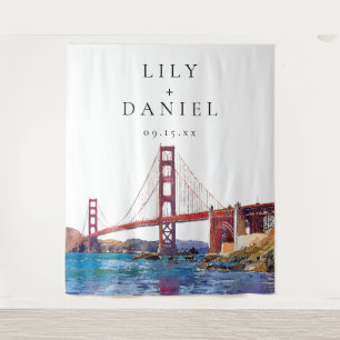 San Francisco Wedding Photo Backdrop Tapestry