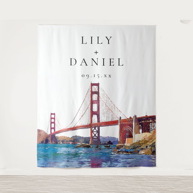San Francisco Wedding Photo Backdrop Tapestry (Front)