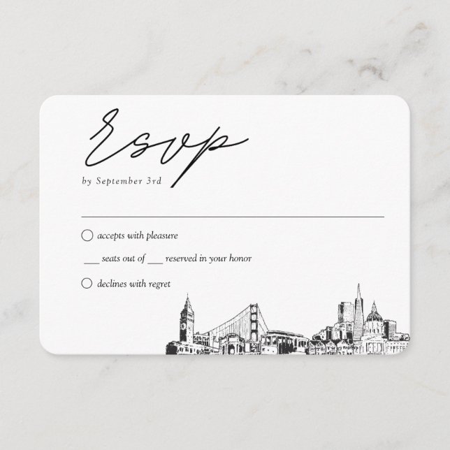 San Francisco Wedding Traditional RSVP Enclosure Card (Front)