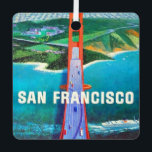 San Francisco's Golden Gate Bridge  Metal Tree Decoration<br><div class="desc">A great vintage poster of San Francisco's Golden Gate Bridge - the gateway to the Sonoma & Napa Wine Countries repurposed on an ornament.</div>