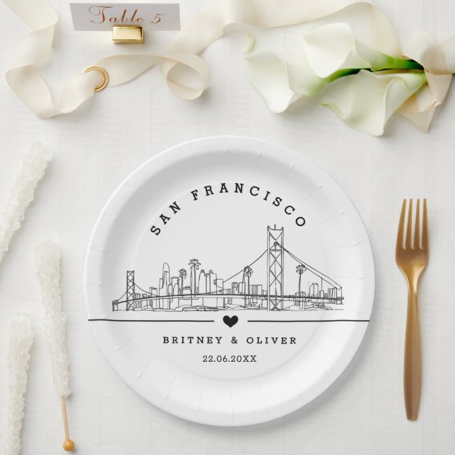 San Franciso Skyline – Custom Wedding favor Paper Plate (Wedding)