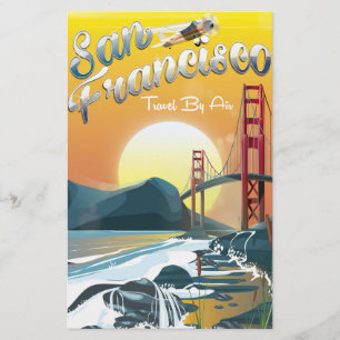 San Fransisco "Travel by air" Golden Sunset Stationery