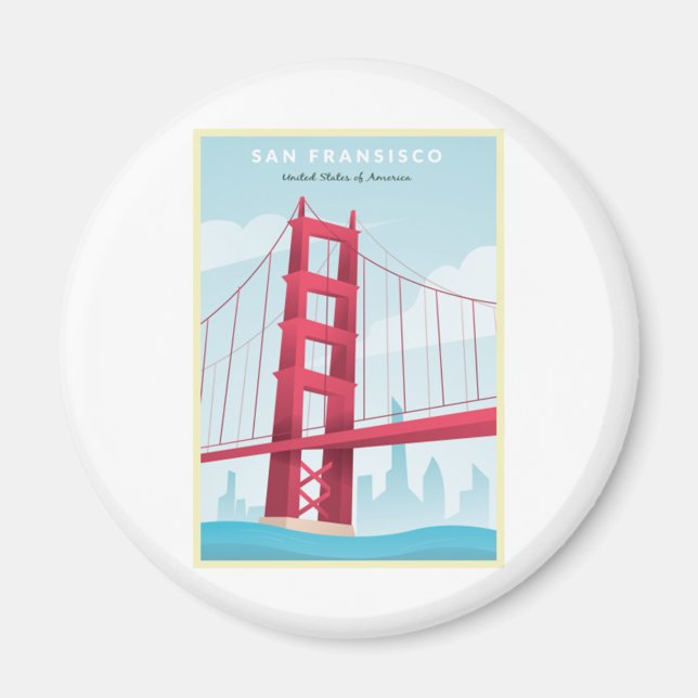 San Fransisco, USA - Vintage Travel Poster Magnet (Front)