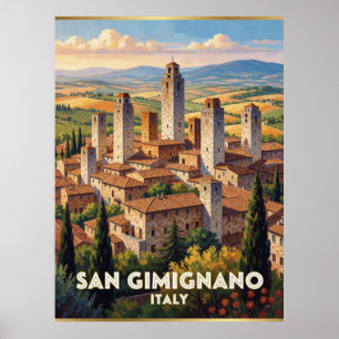 San Gimignano Italy Towers Travel Scene 🏰 Poster