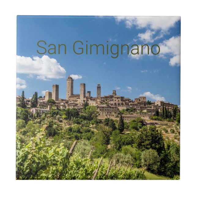 San Gimignano Tuscany Italy Panorama Souvenir Tile (Front)
