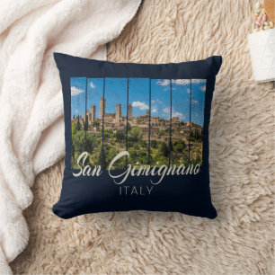 San Gimignano Tuscany Italy Vinatge Panoramic View Cushion