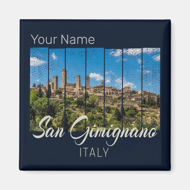 San Gimignano Tuscany Italy Vinatge Panoramic View Magnet (Front)