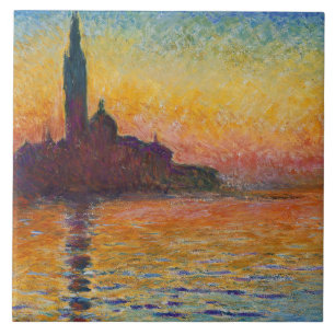 San Giorgio Maggiore at Dusk (by Claude Monet) Tile