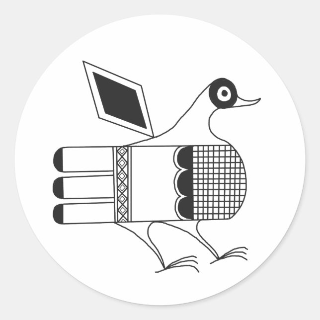 San Idelfonso Pueblo Bird Classic Round Sticker (Front)