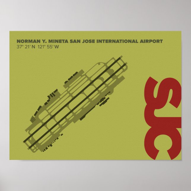 San Jose Airport (SJC) Diagram Poster (Front)