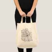 San Jose CA Minimalist City Street Map Dark Design Tote Bag (Front (Product))