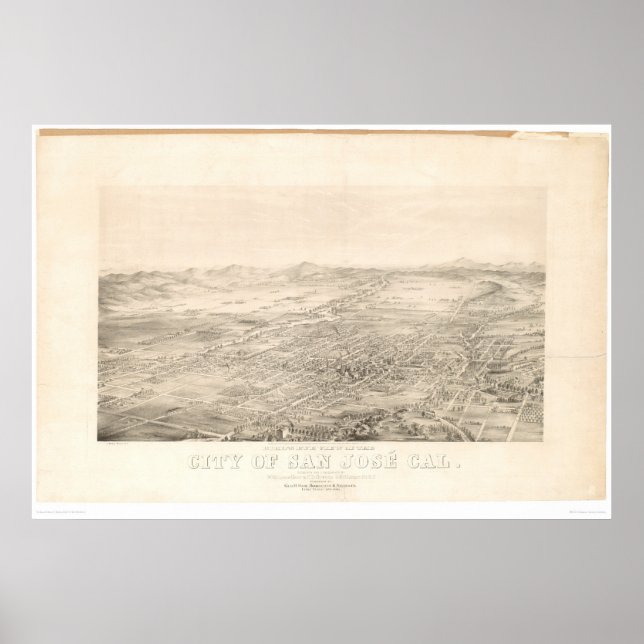 San Jose, CA. Panoramic Map 1869 (1559A) Poster (Front)
