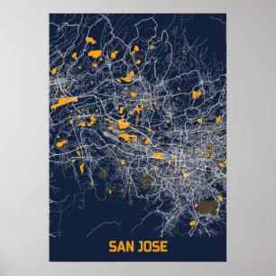 San Jose - Califonia Bluefresh City Map Poster