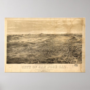 San Jose California 1869 Panoramic Map Poster