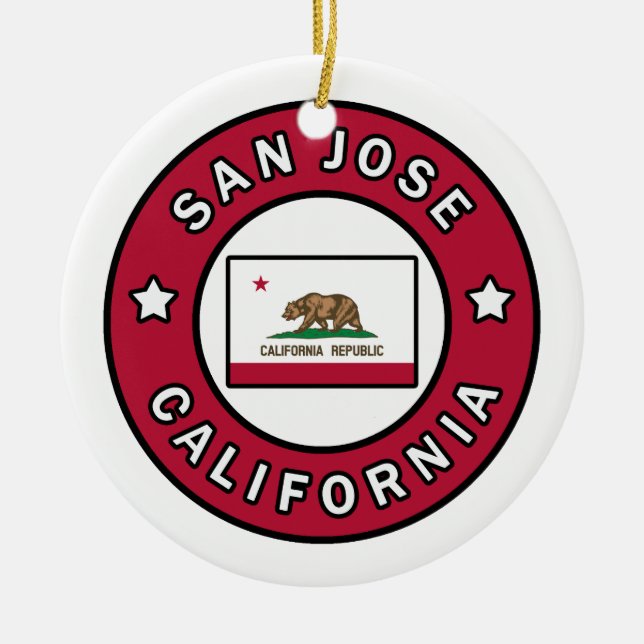 San Jose California Ceramic Tree Decoration (Front)