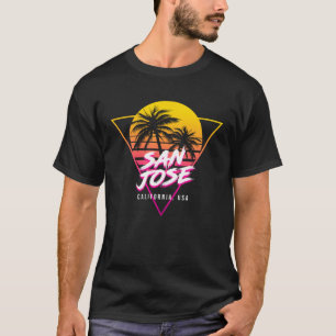 San Jose California Palm Trees USA Surfing Retro S T-Shirt