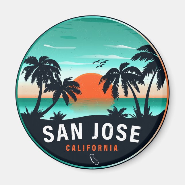 San Jose California Retro Sunset Souvenirs 80s Magnet (Front)