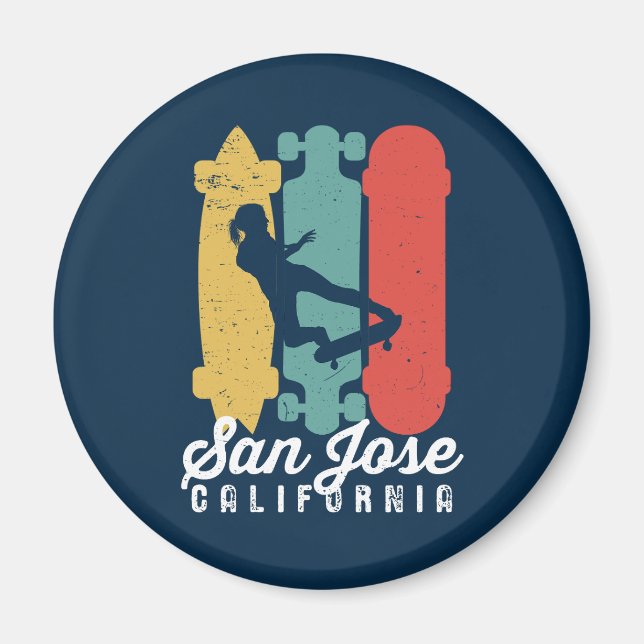 San Jose California Skater Girl Skateboarding Magnet (Front)