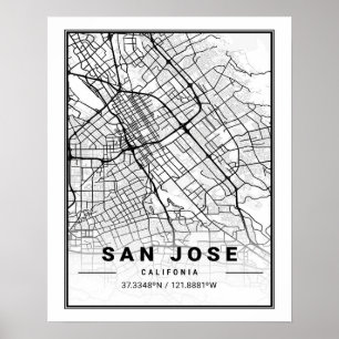 San Jose California USA Travel City Map Poster