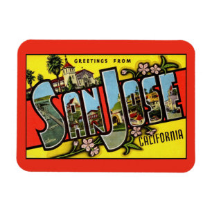 San Jose California Vintage Greeting Flexible  Magnet