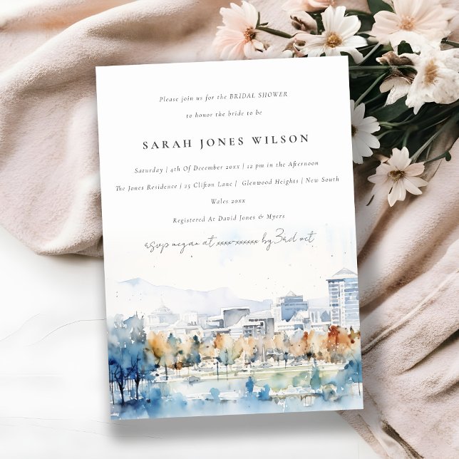 San Jose, California Watercolor Bridal Shower Invitation (Creator Uploaded)