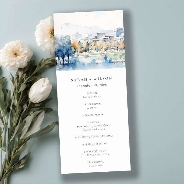 San Jose, California Watercolor Wedding Program Invitation (Creator Uploaded)