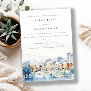 San Jose, California Watercolor Wedding Shower Invitation