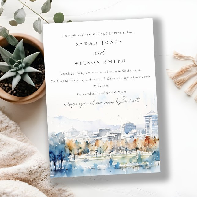 San Jose, California Watercolor Wedding Shower Invitation (Creator Uploaded)