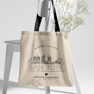 San Jose, California Wedding Stylised Skyline Tote Bag